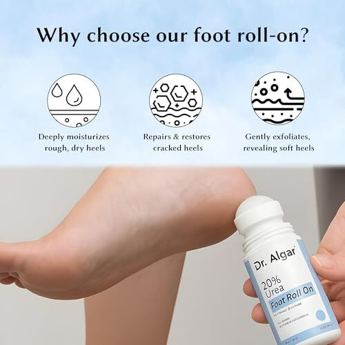 Dr. Algar 20% Urea Foot Cream Roll On 50Ml | For Dry & Cracked Heels | Non-Greasy Triple Action Moisturize | Helps Repair And Moisturise Cracked Heels