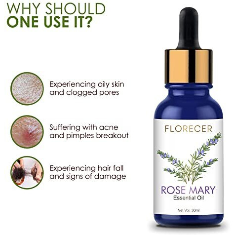 Florecer Rosemary Essential Oil For Hair, Face, Skin| Oil For Skin Glow And Hairs|100% Pure And Natural - Therapeutic Grade- 30 Ml