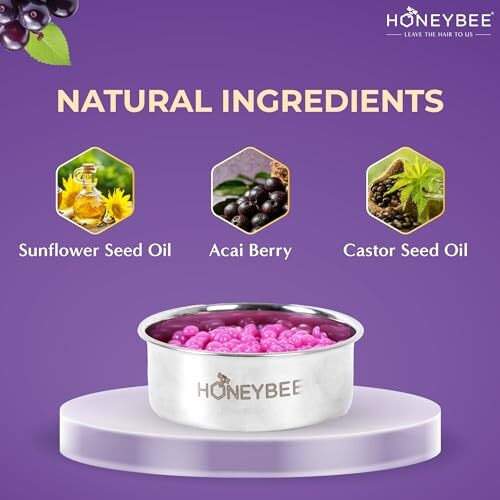 Honeybee Acai Berry Brazilian Beans Wax For Women | Katori Beads Wax For Hair Removal | Liposoluble Stripless/No-Strips Waxing At Home For Brazilian Bikini, Face, Eyebrows, Upper Lips, Chin, Underarms | Waxing Kit With Post Wax Wipes - 80G