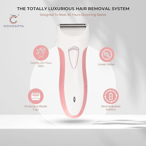 Concepta Women's Rechargeable Double Razor Shaver For Under Arms, Bikini Line, Hands And Legs (White Pink Colour), Battery Powered