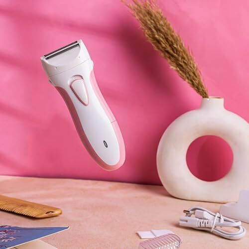Concepta Women's Rechargeable Double Razor Shaver For Under Arms, Bikini Line, Hands And Legs (White Pink Colour), Battery Powered