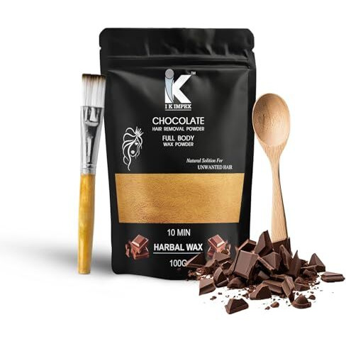I K Impex Chocolate Facial Hair Removal Wax Powder, 10 Min Painless Natural Hair Removal Waxing Powder, Easy To Use At Home Hands Legs Underarms Private Bikini Part (Pack Of 01)