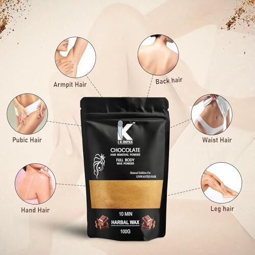 I K Impex Chocolate Facial Hair Removal Wax Powder, 10 Min Painless Natural Hair Removal Waxing Powder, Easy To Use At Home Hands Legs Underarms Private Bikini Part (Pack Of 01)