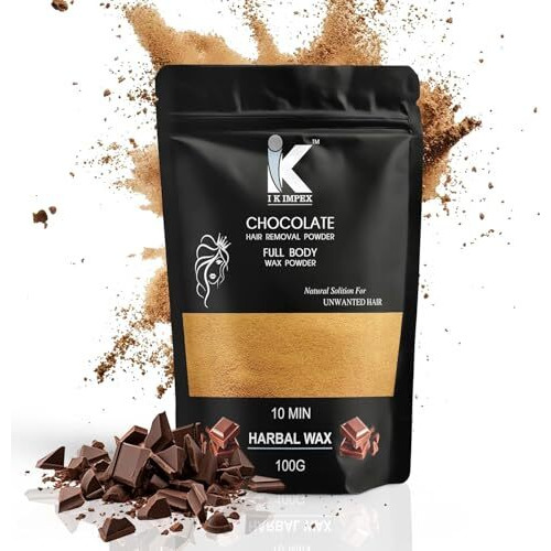 I K Impex Chocolate Facial Hair Removal Wax Powder, 10 Min Painless Natural Hair Removal Waxing Powder, Easy To Use At Home Hands Legs Underarms Private Bikini Part (Pack Of 01)