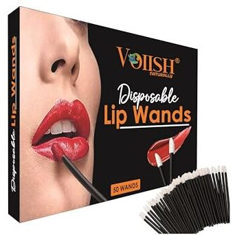 Voiish Disposable Lip Brush Pack Of 50 | Lipstick & Lip Gloss Wands | Eyeshadow Brushes | Travel-Friendly Makeup Applicator Tool Kit | Black