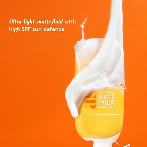 Asaya Sheer Milk Sunscreen Spf 50 Pa++++ Uva + Uvb | Lightweight Fluid Sunscreen With Niacinamide For Brightening & Barrier Support | Water Based For Acne Skin | Matte & Quick Absorbing | For Acne-Prone, Oily Or Combination Skin, 50 Ml