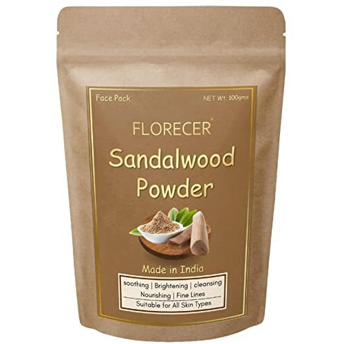 Florecer Sandalwood Powder For Face Pack| Pure And Natural | Organic | Glowing Skin | Face Mask | Chandan Powder - (Acne And Tan Removal Face Pack) 100 Grams