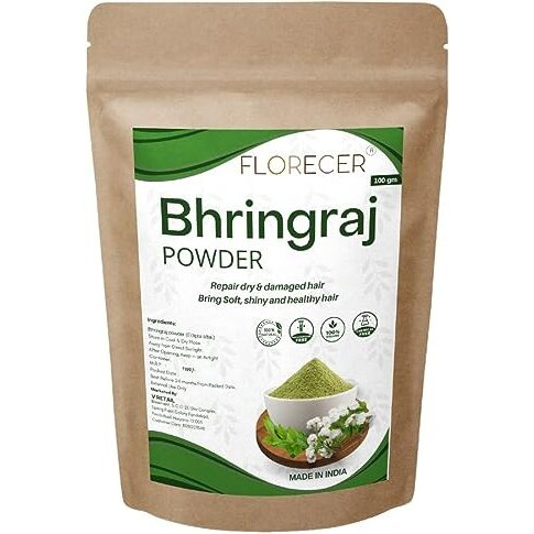 Florecer Bhringraj Powder Organic For All Hair Type | Skin And Hair Care - 100 Gram