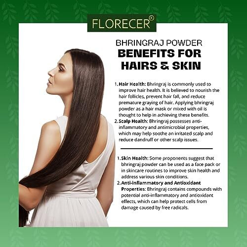 Florecer Bhringraj Powder Organic For All Hair Type | Skin And Hair Care - 100 Gram
