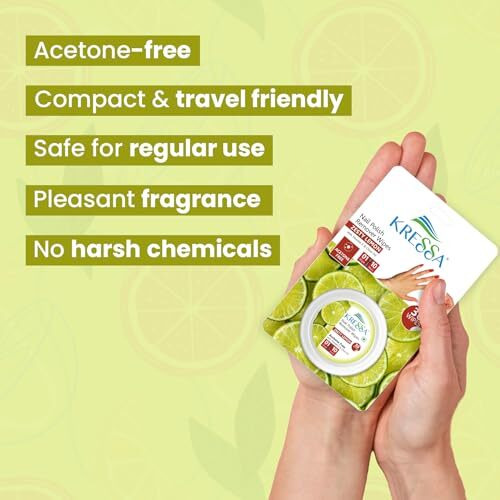 Kressa Nail Polish Remover Wipes  Acetone-Free, Travel-Friendly, Nourishing Formula For Effortless Removal (Zesty Lemon, Pack Of 2)