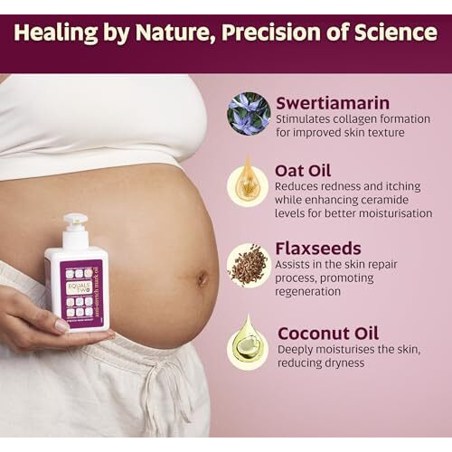 Equalstwo Anti Stretch Mark Oil, 200Ml, 100% Natural Stretch Marks Removal Oil For Pregnancy, Enriched With Flex Seeds & Oat Oil To Lighten Scars, Dermatologically Tested, No Paraben No Sulphate