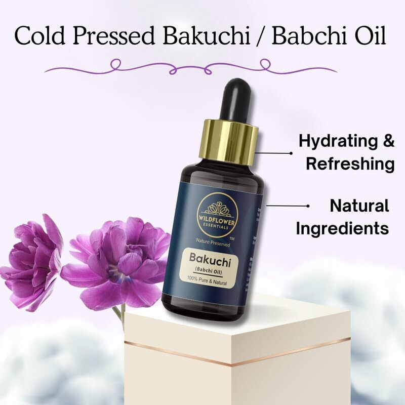 Wildflower Essentials Bakuchi Oil (Babchi) Cold Pressed Pure & Natural For Skin, Hair With Glass Dropper 30Ml