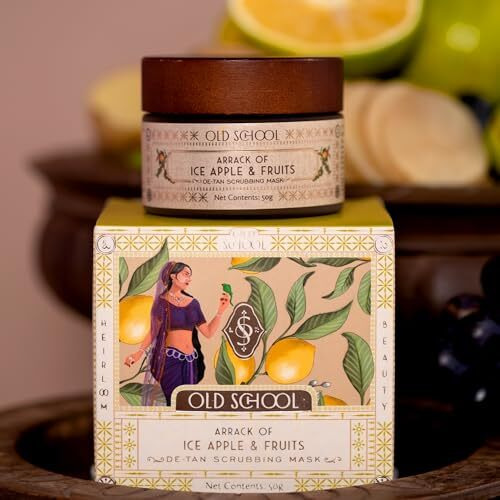 Old School Rituals Ice Apple & Fruit De-Tan Scrubbing Mask | Face Mask For Tan Removal & Glowing Skin | De-Tan Scrub For Sun Recovery & Radiance Boost | Exfoliates & Revives Skin | 50G