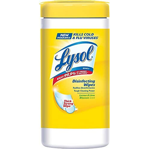 Lysol 77182Ea Disinfecting Wipes,80 Wipes/Tub, Lemon/Lime Blossom