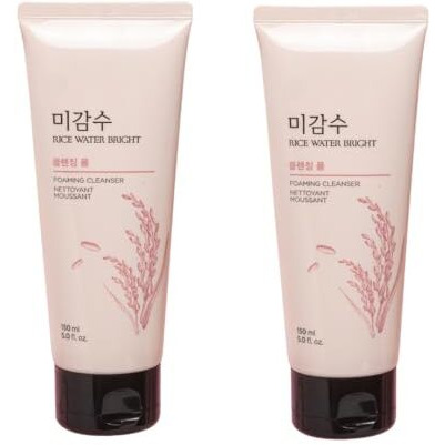 The Face Shop Rice Water Bright Cleansing Foam | Face Wash For Glowing Skin | Cleanser For Uneven Skin Tone | Korean Skin Care Products For All Skin Types (Pack Of 2)