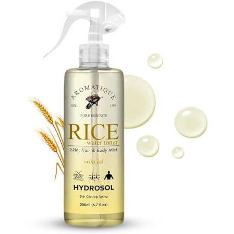 Aromatique Rice Water Toner For Face/Mist Spray/Hydrosol - Hydrating,Nourishing Skin - Brightens, Revitalizes, Softens - For All Types - Daily Use 200Ml