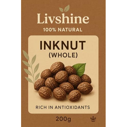 Livshine Natural Dried Whole Haritaki/Harad/Inknut For Dark Circles 200Gm