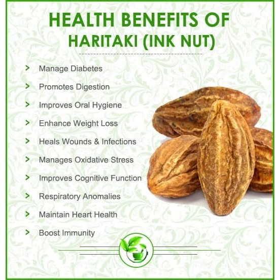 Livshine Natural Dried Whole Haritaki/Harad/Inknut For Dark Circles 200Gm