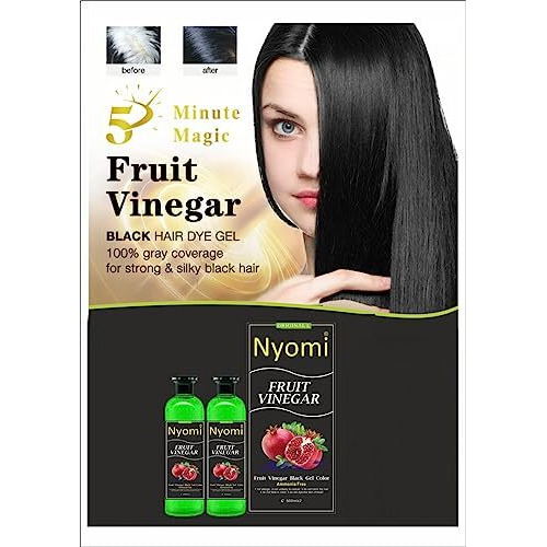 Nyomi Fruit Vinegar Hair Gel Dye Natural Extract Hair Color Dye For Men, Women Both (1000 Ml) Black