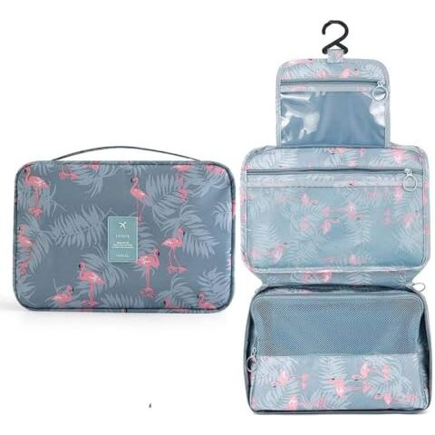 Niwlix Polyester Toiletry Bag, Travel Kit, Toiletry Bag For Women, Travel Kit, Travelling Bag For Women, Travel Essentials, Accessories Organizer (Grey) 20X18X3 Cm Large