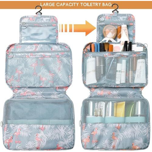 Niwlix Polyester Toiletry Bag, Travel Kit, Toiletry Bag For Women, Travel Kit, Travelling Bag For Women, Travel Essentials, Accessories Organizer (Grey) 20X18X3 Cm Large