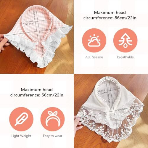 Maycreate 2Pcs Hair Band For Women Stylish Boho Lace Head Scarf For Women Countryside Triangle Bandana Headband Soft Head Coverings Comfy Beach Headwraps Hair Scarf Gift For Women, Girls