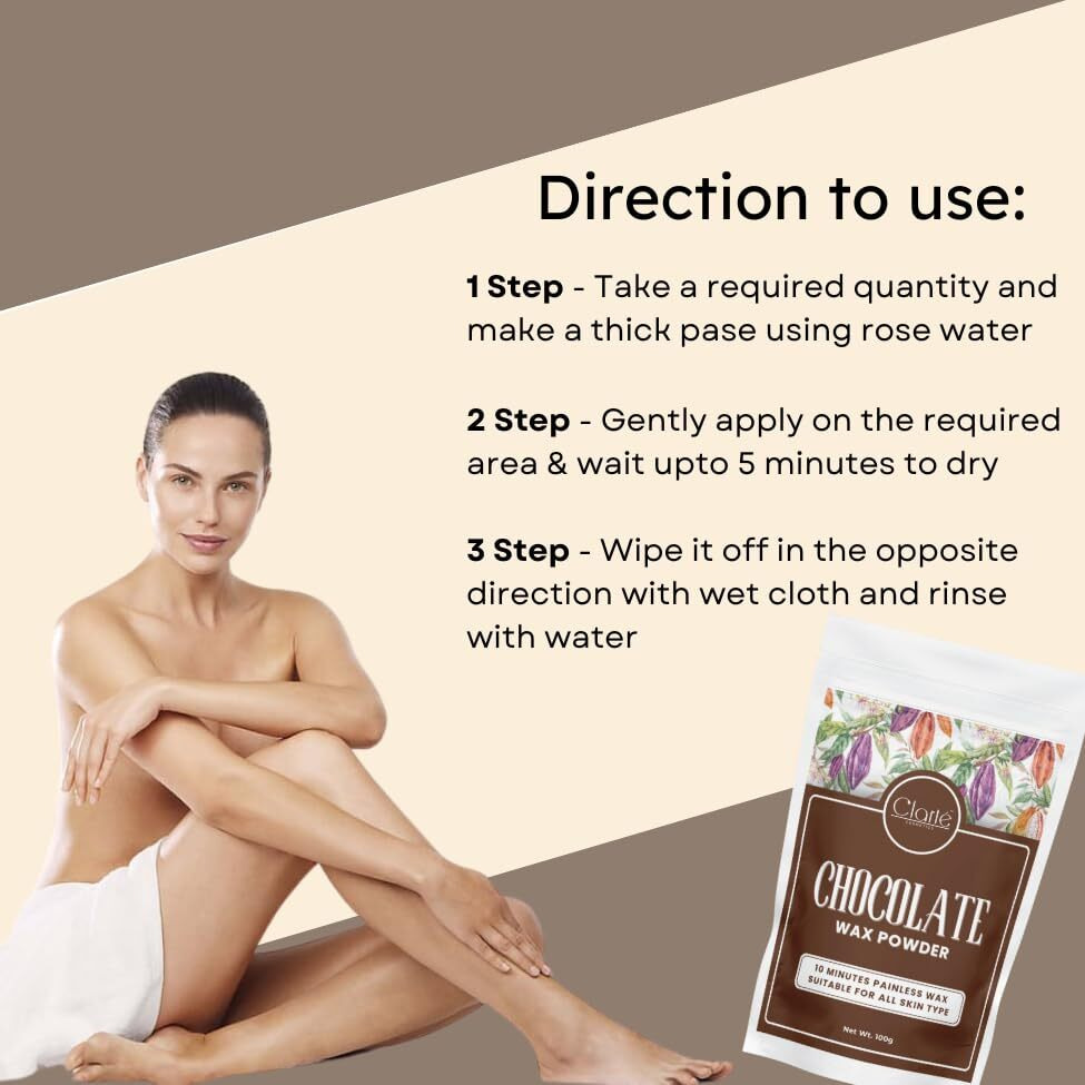 Clart Herbal Wax Powder With Coco & Sandalwood | Painless Hair Removal Within 10 Mins | No Harmfull Chemicals, No Side Effects, No Rashes - 100 Gm (Coco Crush)