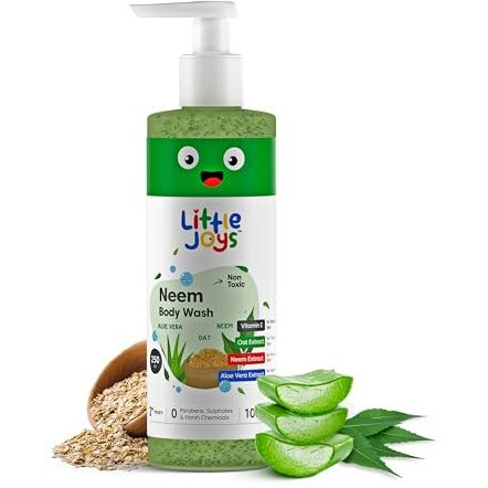 Little Joys Anti-Bacterial Neem Body Wash For Kids (2+ Years) 250Ml | With Vit E, Oats & Aloe Vera Extract | Gently Exfoliates, Protects & Deep Cleanses Skin