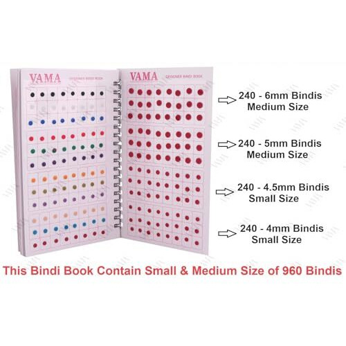 Vama Fashions Plain Round Multicolour Kumkum Forehead Sticker Small Bindis Bindiya Spiral Bindi Book Mini Size For Girls (948 - Small Bindi Booklet)