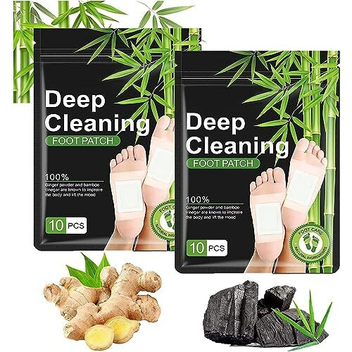 Qerinkle Deep Cleansing Foot Patch, Natural Bamboo Vinegar Ginger Powder Foot Pad For Foot Care, Adhesive Sheets For Relaxation, Pain Relief And Remove Dampness (Ginger, Pack Of 20)