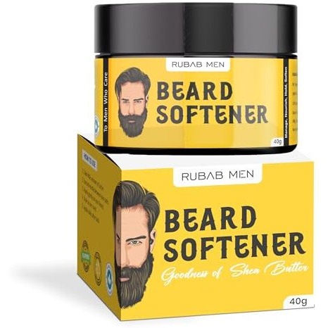Rubab Men Beard Softener For Men |With Goodness Of Shea Butter, Avocado,Olive & Aloe Vera| Beard Cream For All Hair Type Balm Boosts Itch Free, Conditioned & Softened Texture| 40G,1 Count