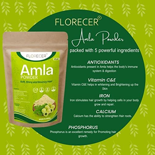 Florecer Amla Powder For Hair | Skin Care | Organic | Indian Gooseberry Powder | Hair Colour Black| Hair Mask-100 Gram