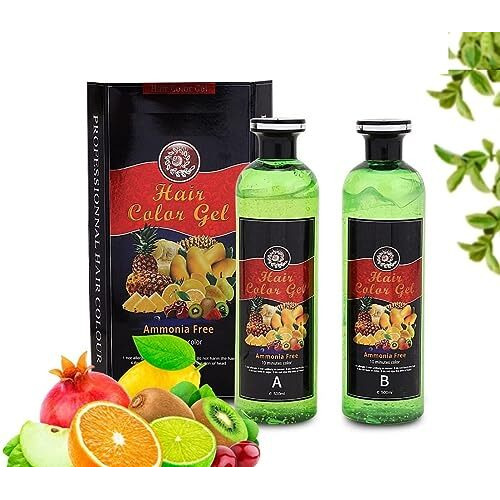 Fruit Vinegar Ammonia Free 10 Minutes Hair Color Colour Gel A + B 500 Ml Each Black/Natural Black