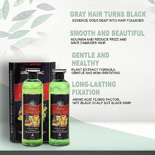 Fruit Vinegar Ammonia Free 10 Minutes Hair Color Colour Gel A + B 500 Ml Each Black/Natural Black