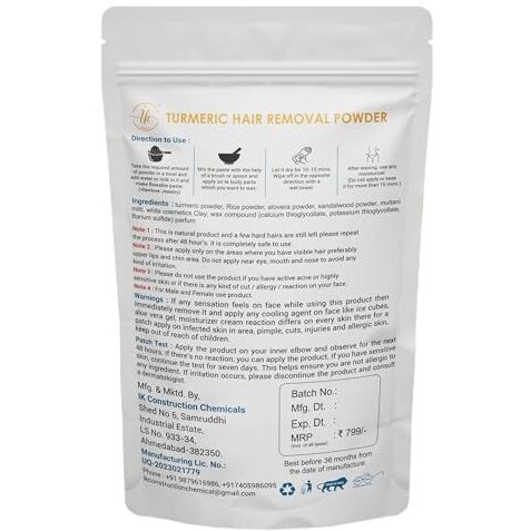 I K Beauty - Turmeric Full Body Wax Powder, 10 Min Painless Natural Face And Body Hair Removal Waxing Powder, Easy To Use At Home, No Harmful Chemicals - No Irritation, No Skin Rashes (100G)