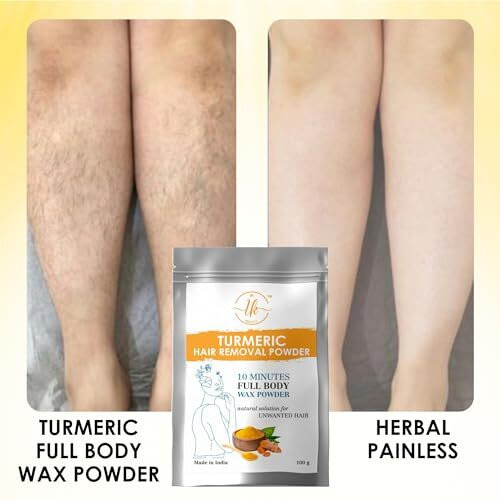 I K Beauty - Turmeric Full Body Wax Powder, 10 Min Painless Natural Face And Body Hair Removal Waxing Powder, Easy To Use At Home, No Harmful Chemicals - No Irritation, No Skin Rashes (100G)