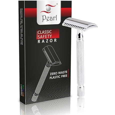 Pearl Shaving Double Edge Open Comb Safety Razor For Men - Reusable Ecofriendly Shaving Razors For Men | Single Blade Classic & Traditional Premium Shaving Kit For Diwali Gift Option