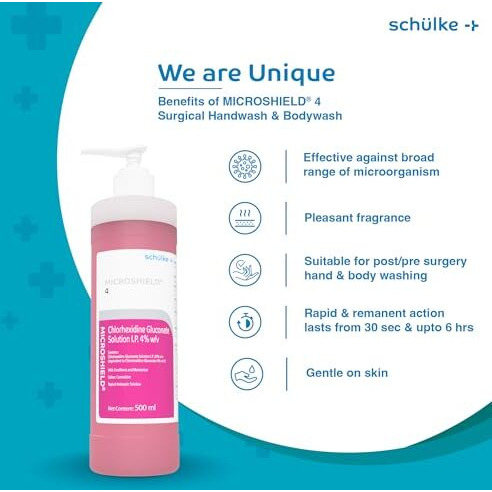 Microshield Schulke Microshield 4 Handwash Solution|Medical Grade Disinfectant Handwash-500 Ml