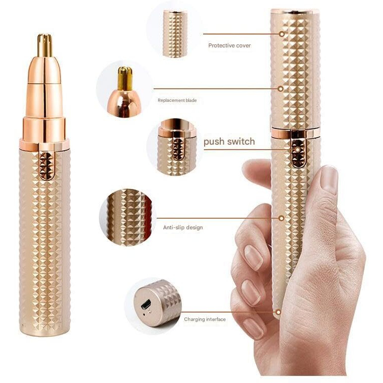 Eninas Eyebrow Trimmer For Women, 3 In 1 Rechargeable Facial Hair Remover With Replaceable Heads, Professional Painless Personal Hair Removal Eyebrow Razor With Indicator Lights, (Brown)