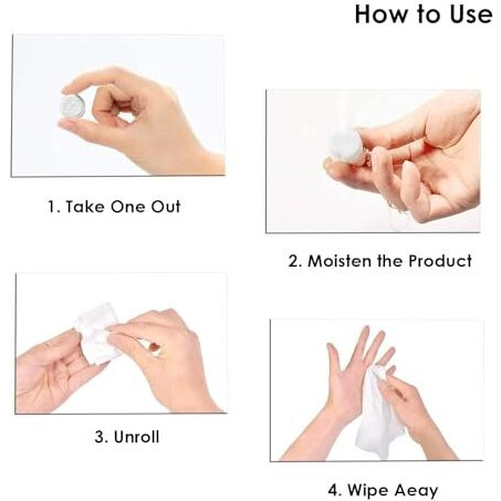Magic Tablet Coin Tissue (100)| Travel Facial Towel Water Wet Wipe Washcloth Napkin Moistened Tissues Magic Coin Tissue Napkin Paper |