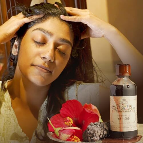 Old School Rituals 63-Herb Hair Elixir | Anti-Dandruff Hair Oil For Hair Fall | Natural Hair Oil For Men & Women | Reduces Hair Fall & Prevents Grey Hair | 100Ml | 35 Dry Herbs & 28 Fresh Herbs | Hair Oil For Scalp Massage | Strengthens Hair Roots | Vegan | Soothing Essential Oils Blend