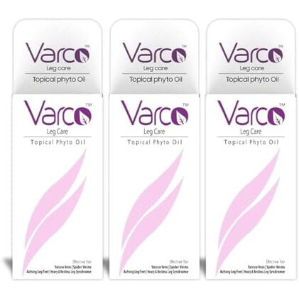 Varco Leg Care Topical Phyto Oil, Effective For Varicose Veins, Spider Veins, Leg Pain, Deep Penetrating Formula To Reach The Cause Of Varicose Veins, Reduces Cramps & Swelling (Buy 2 Get 1 Free), Oil