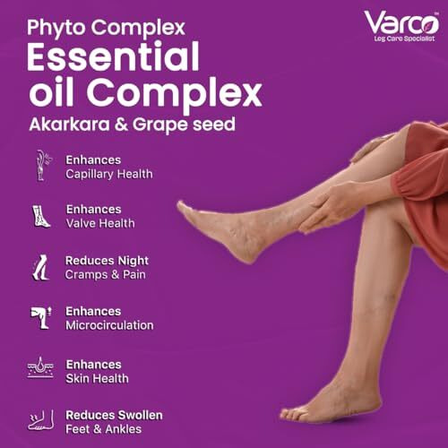 Varco Leg Care Topical Phyto Oil, Effective For Varicose Veins, Spider Veins, Leg Pain, Deep Penetrating Formula To Reach The Cause Of Varicose Veins, Reduces Cramps & Swelling (Buy 2 Get 1 Free), Oil