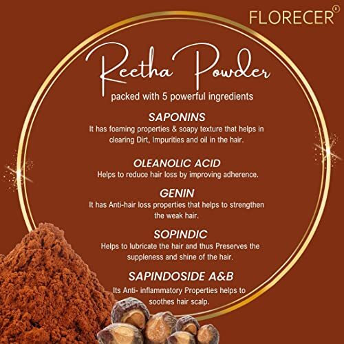 Florecer Reetha Powder For Hair | Aritha Powder | Organic | Hair Wash -100 Grams