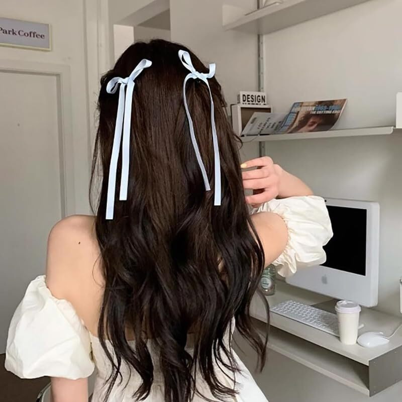 Shidara 6 Pcs Premium Hair Clips With Long Tail, Tassel Ribbon Small Claw Clips Knot Satin Hair Barrette Hair Accessories For Women Girls Toddlers