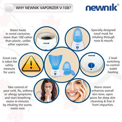 Newnik V108 Facial Vaporizer & Steamer For Cold And Cough, Facial Vaporizer Steamer, Steam Inhaler Machine, Steamer For Facial With 1 Year Warranty.