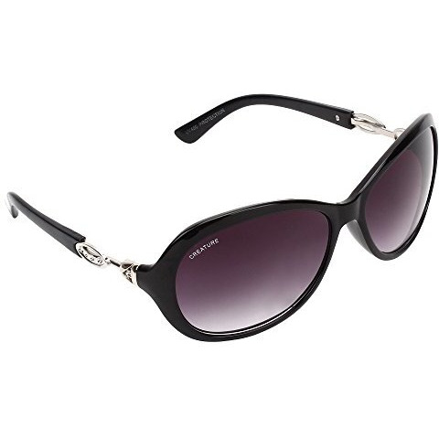 Creature Gaga Cat-Eye Oversize Sunglasses For Girls(Lens-Purple||Frame-Black||Gaga-007)