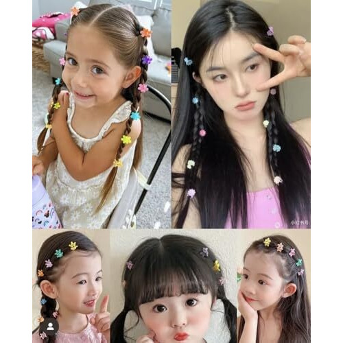 Chotaliya 20 Pieces Mini Hair Clips Set Multicolor Colors, For Girls Baby Toddler Girls Decorative Bun Tiny Hair