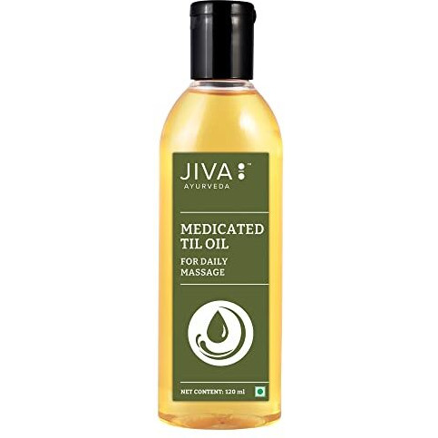 Jiva Medicated Til Oil 120 Ml | Ayurvedic Oil Made Of Pure Herbs | Relieves Joint And Muscle Pain, Stiffness, & Tremors | Pacifies Vata Dosha (Pack Of 3)