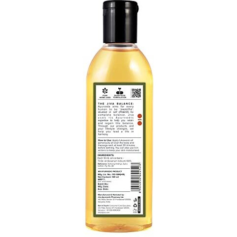 Jiva Medicated Til Oil 120 Ml | Ayurvedic Oil Made Of Pure Herbs | Relieves Joint And Muscle Pain, Stiffness, & Tremors | Pacifies Vata Dosha (Pack Of 3)